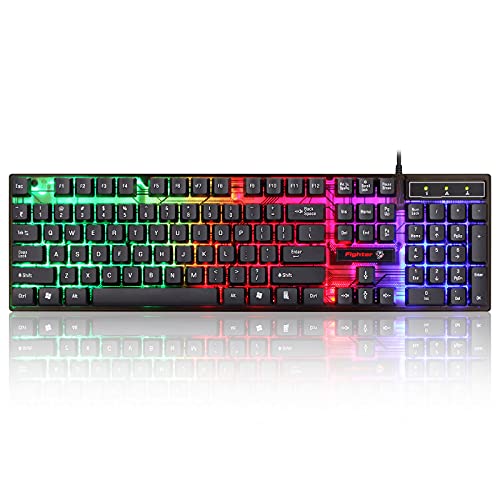 Enter Fighter Usb Gaming Keyboard With Rainbow Led Lights, Windows Lock Key With 12 Multimedia Keys, Splash Resistant, Led Control Key