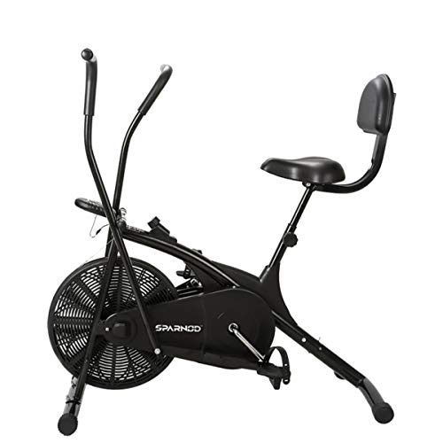 Sparnod Fitness Sab-05 Air Bike Exercise Cycle For Home Gym – Dual Action For Full Body Workout (Setting For Moving/Stationary Handles) – Adjustable Resistance, Height Adjustable Seat With Back Rest (Do It Yourself Installation)