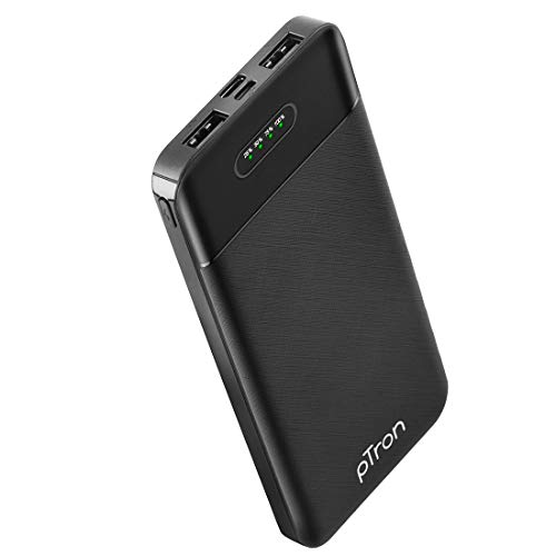 Ptron Dynamo Lite 10000Mah Li-Polymer Power Bank, Made In India, 10W 2.1A Fast Charging Power Bank For Smartphones & Dual Usb Ports, Type C & Micro Usb Input, Safe & Reliable – (Black)