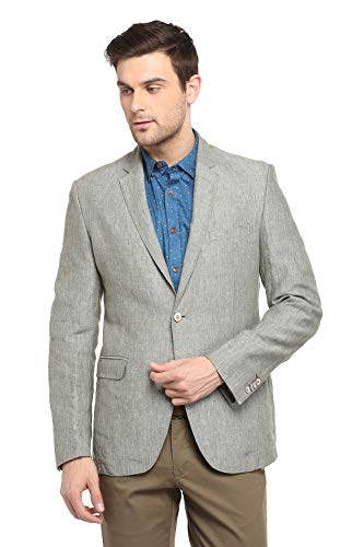 Van Heusen Sport Men’S Notch Lapel Regular Fit Blazer (Vsbz318S003844_Medium Grey With Grey_36)