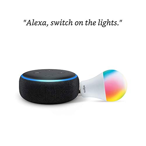 Echo Dot (Black) Combo With Wipro 12W Smart Color Bulb – Smart Home Starter Kit