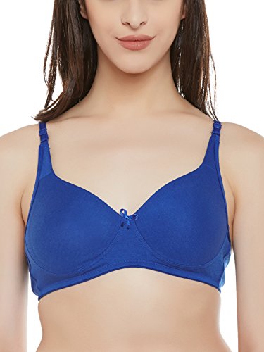 Clovia Women’S Cotton Rich Non-Padded Non-Wired Bra With Double Layered Cups (Br0636P08_Blue_38C)