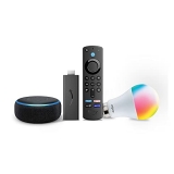 Echo Dot (3Rd Gen, Black) Combo With Fire Tv Stick And Wipro 9W Led Smart Color Bulb