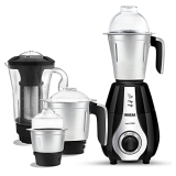 Inalsa Mixer Grinder 1000 Watt, 4 Jar- Aarin With Powerful Copper Motor| Decorative Chrome Finish On Front | Includes Extra Pounding/Mincing & Whisker Blades| 5 Year Warranty On Motor, (Black)