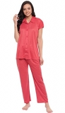 Fashigo Women Night Suit – Polyester Cotton (Shirt & Pyjama Set) Red