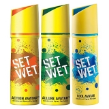 Set Wet Cool, Action And Allure Avatar Deodorant & Body Spray Perfume For Men, Pack Of 3, 150 Ml Each