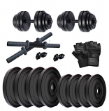 Fitmax Pvc-Dm-Drb 20Kg Combo6 Dumbbells Kit With One Pair Dumbbell Rods And Gym Accessories (Multicolor)