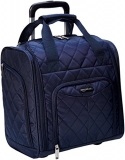 Amazonbasics 36 Cm Navy Blue Quilted Underseat Cabin Softsided Trolley