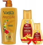 Dabur Almond Hair Oil – 700Ml With Vatika Naturals Ayurvedic Shampoo – 640Ml(2 Items In The Set)