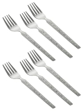 Fun Homes Cutlery Stainless Steel Dinner Forks With Square Edge, Set Of 6 (Silver), Standard