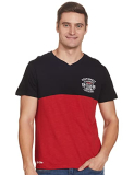 Deniklo Men’S Solid Regular Fit T-Shirt (Dk27-L_Black & Red_L)