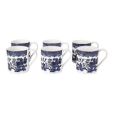 Anwaliya Thyone Series Bone China Coffee/Milk Mugs – 6 Pieces, Japanese Art Blue, 250 Ml