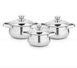 Steelcraft Stainless Steel Induction Bottom Iris Handi Set With Lid Set Of 3